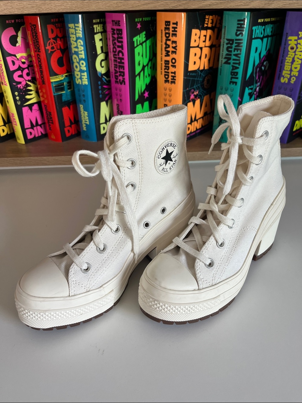 Converse Women's High-Top Platform Heeled Boots in Off-White